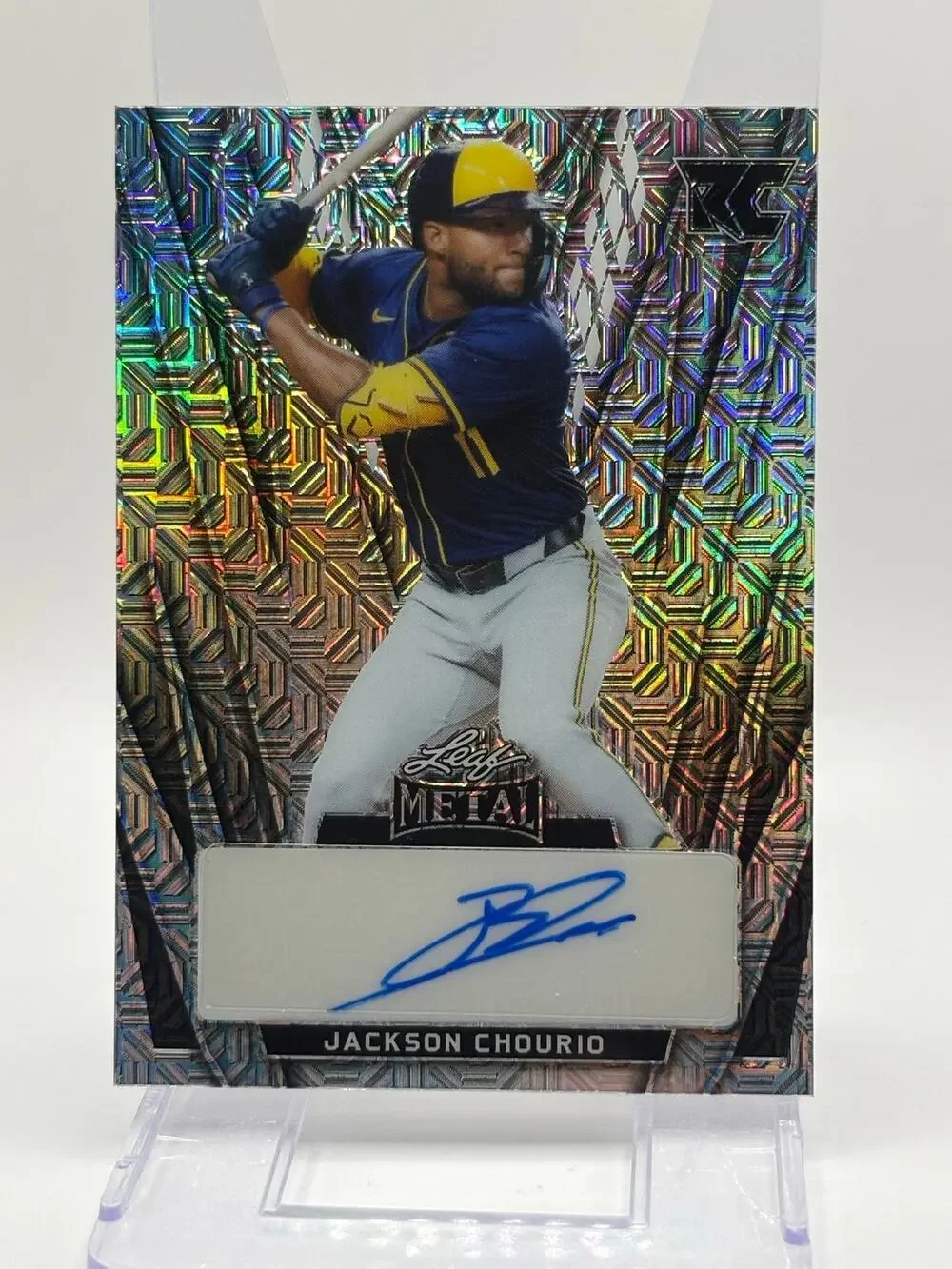 2024 Leaf Metal Jackson Chourio Rookie Silver Mojo Auto 2/10 SP Brewers RC
